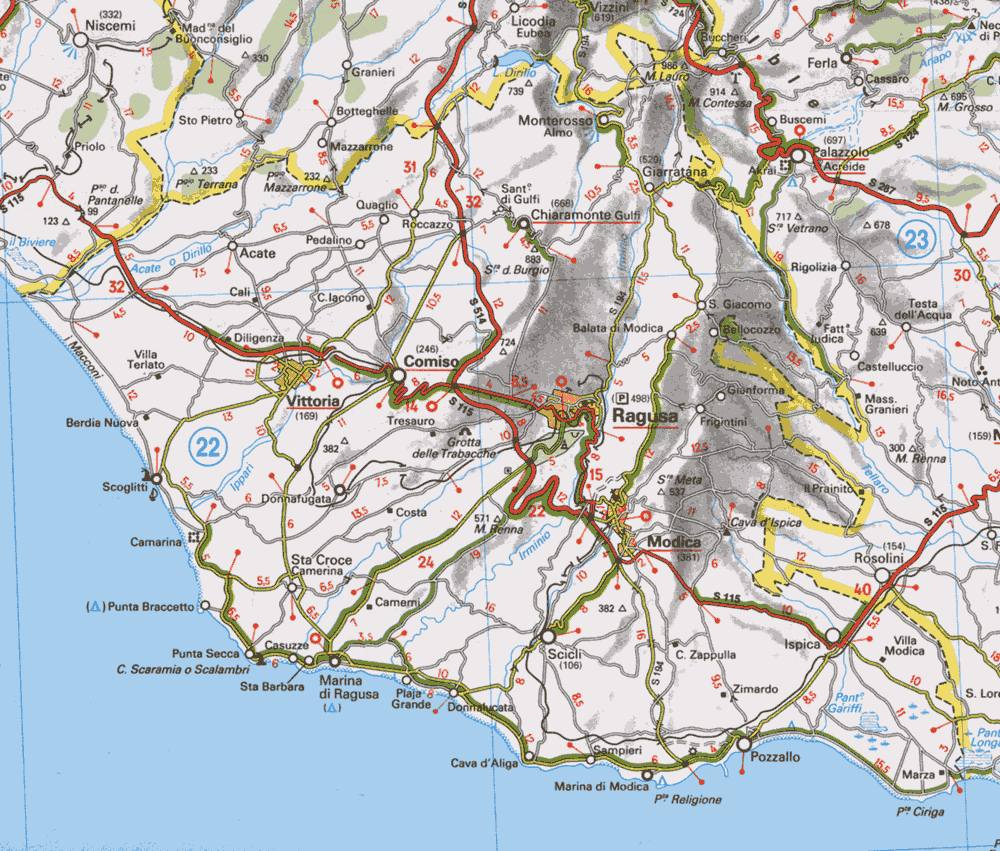 Mappa della provincia di Ragusa - Map of the Province of Ragusa